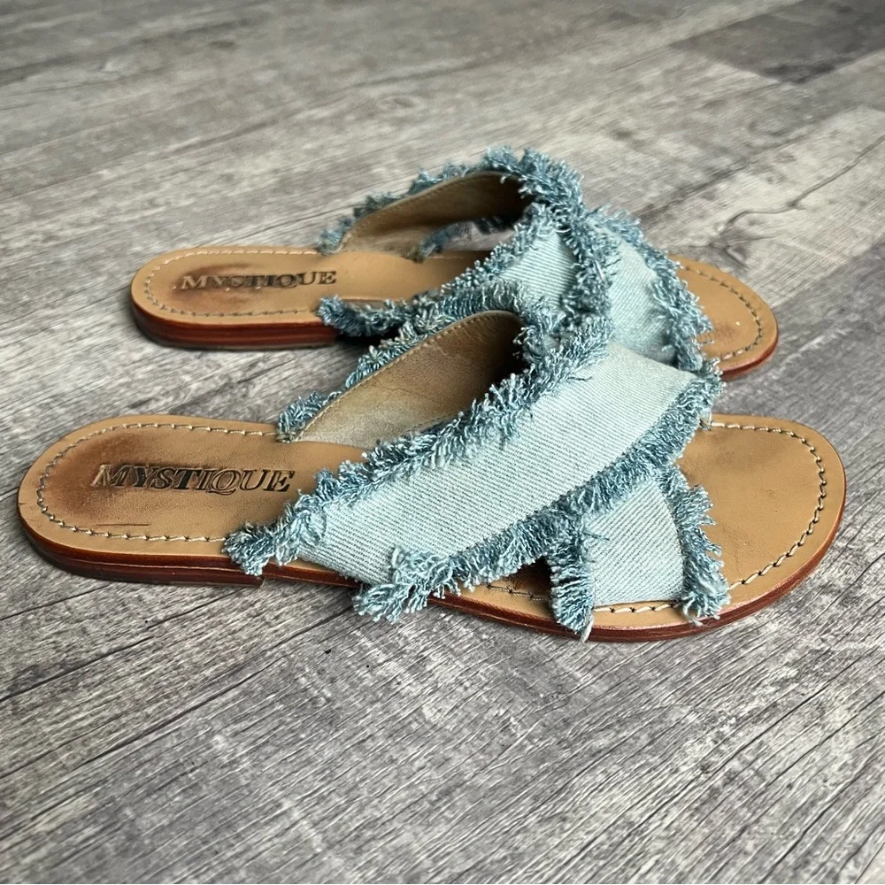 Mystique Crisscross Denim Slides Size 7